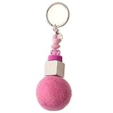 Artículo S 323: llavero con una bola de fieltro en color rosa oscuro y una Fieltro Disco en rosa y un aluminio Dados y diferentes perlas de cristal hecho a mano