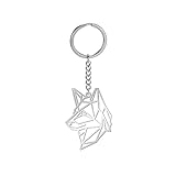 Amaxer Llavero de origami lindo de acero inoxidable con diseño geométrico hueco animal para amante de los animales unisex, Perro.