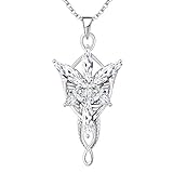JO WISDOM Collar de Plata de ley 925 con Colgante de Lord of the Ring Hobbit 5A Circonita con cadena, joyería el Elfo para Mujer