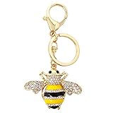 Honbay 1 llavero de metal con diamantes de imitación, diseño de abejorro de abeja con forma de abejorro y cristal brillante para decoración en una caja para bolso monedero, cartera, bolsos y mochila