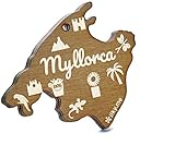 LIKY® Mallorca Isla Myllorca- Llavero Original de Madera Grabado Regalo para Recuerdo Mujer Hombre cumpleaños pasatiempo joyería Colgante Bolso Mochila