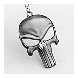 Llavero Collar Cabeza del Cráneo Llaveros Llavero Logo El Cráneo Punisher Punisher Llavero Esqueleto Hombres Llaveros (Color : Silver)