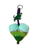 Llavero Corazón verde de ganchillo Crochet Mascota