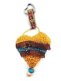 Llavero CORAZÓN Crochet/ganchillo hecho a mano - Amarillo mostaza