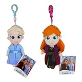 Frozen II - Llavero de peluche suave de calidad de regalo, 5 pulgadas, paquete de 2 – Elsa y Anna