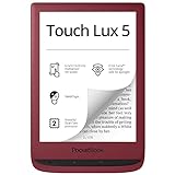 PocketBook Touch Lux 5 - Libro electrónico (8 GB de Memoria, Pantalla de 15,24 cm (6'), SMARTlight, WiFi), Color Rojo RubyRed