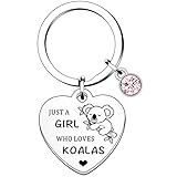 HULALA Koala Gifts Llavero para mujeres y niñas, cumpleaños, Navidad, regalos de amigo, Koala Lover Just A Girl Who Loves Koalas, plata, Talla única