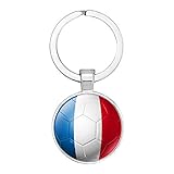 HMGHBMG Llavero de fútbol Bandera de fútbol Tiempo Gem Llavero Colgante de coche Llavero de la Copa Mundial de Francia