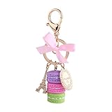 Llavero Macaron con diseño de la Torre Eiffel, bolso con colgante de resina, llavero, llavero, monedero, decoración, regalo verde