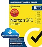 Norton 360 Deluxe 2023 - Antivirus software para 5 Dispositivos y 15 meses de suscripción con renovación automática, Secure VPN y Gestor de contraseñas, para PC, Mac tableta y smartphone