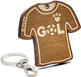 LIKY® Fútbol GOL Camiseta - Llavero Original de Madera Grabado Regalo para día del Padre Mujer Hombre cumpleaños pasatiempo Colgante Bolso Mochila
