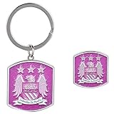 Manchester City rosa purpurina BAGDE y llavero Set