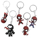 MIZT Spiderman Llavero, 5 Piezas Superhéroe Temática Llavero, Llaveros de PVC para Niños y Adultos Para regalos de fiesta