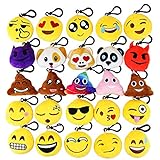 Aiduy Mini Emoji Llavero Emoji Encantadora Almohada Almohadillas Emoticon Llavero Soft Party Bag Regalo de Relleno de Juguete para los niños (25 pcs)